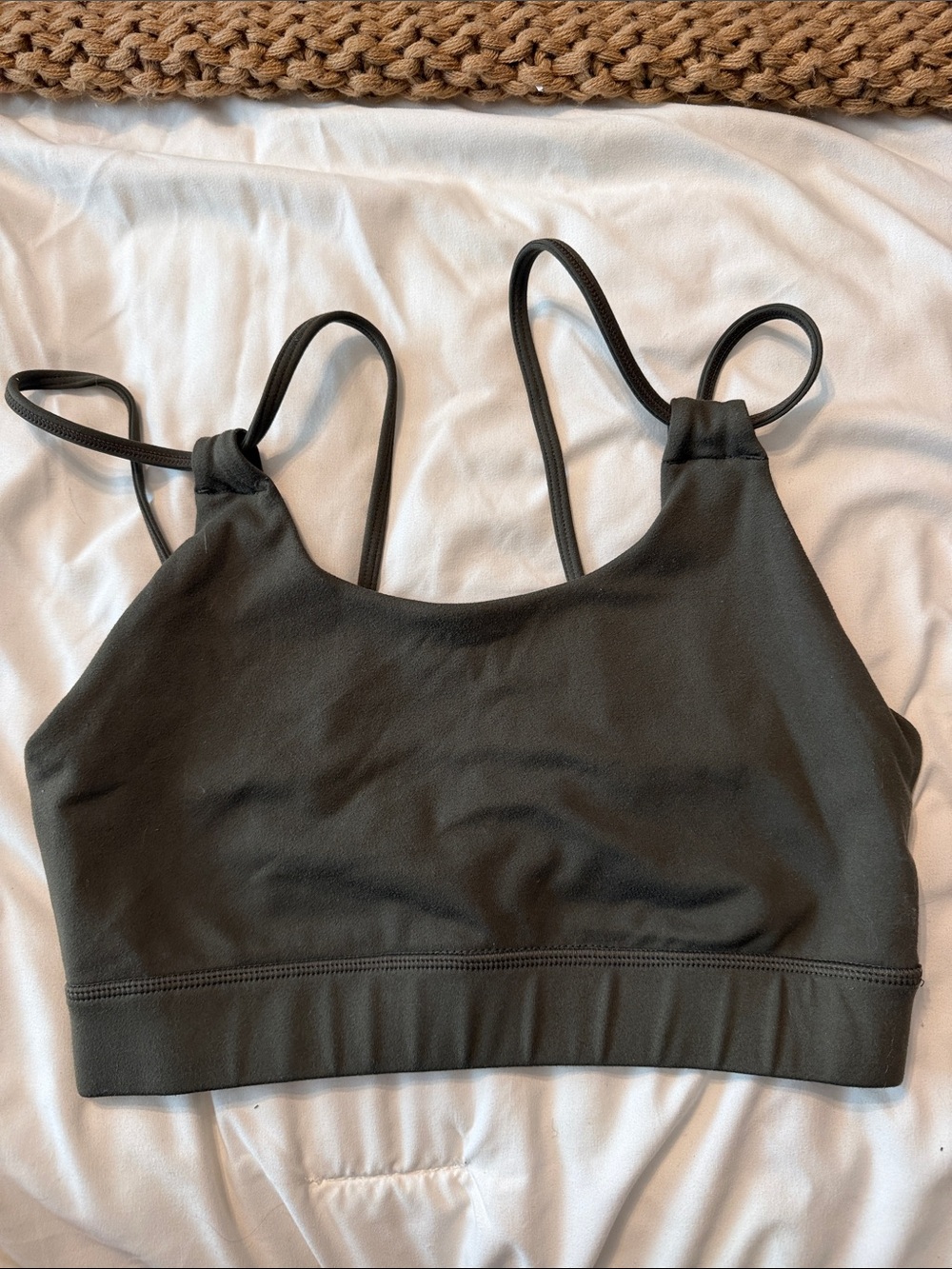Olive Green Double-Strap Sports Bralette